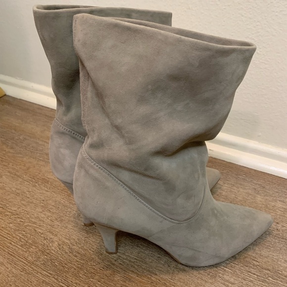 Women's Suede Ankle Boots - Gray - Picture 2 of 6